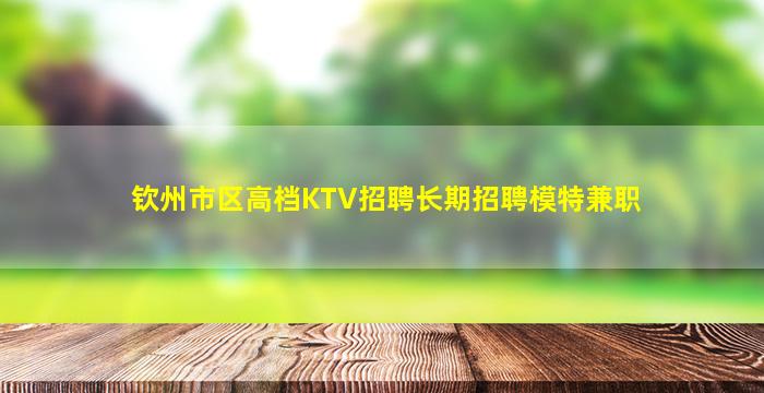 钦州市区高档KTV招聘长期招聘模特兼职
